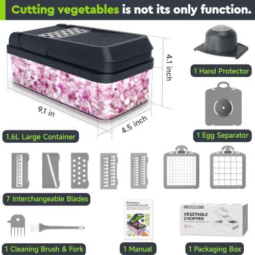 12-in-1 Vegetable Chopper, Food Veggie Chopper With Container (Gray / 7 blades)