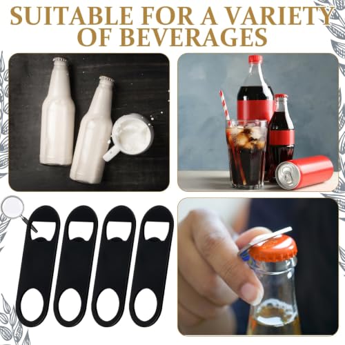 Bottle Openers Stainless Steel Flat Bottle Opener Bulk 3.4 x 1.3 Inches Bartender Beer Key Soda Can Mini Speed for Kitchen (Black)