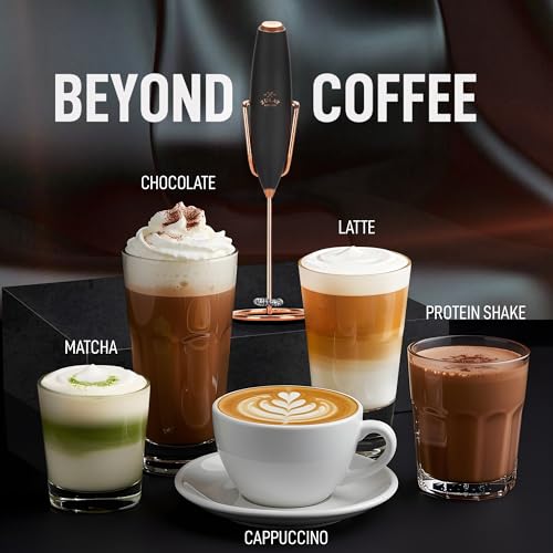 Powerful Milk Frother Wand With Duracell Batteries (Gift Box Black & Copper / Z1 Motor + Batteries)