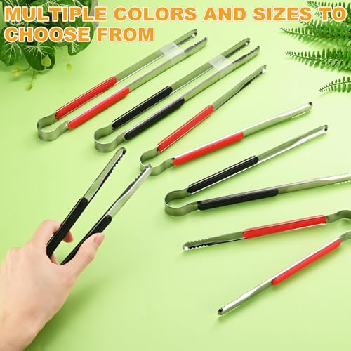 3 Pack Grill Tongs (Red, Black / 8.8/10/11.6 Inch)