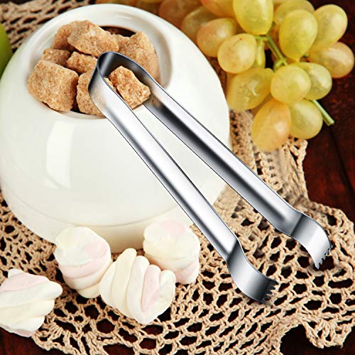 12 Pieces Sugar Ice Tongs Stainless Steel Mini Serving Appetizers Small Kitchen Tongs for Tea Party Coffee Bar Kitchen (Silver)