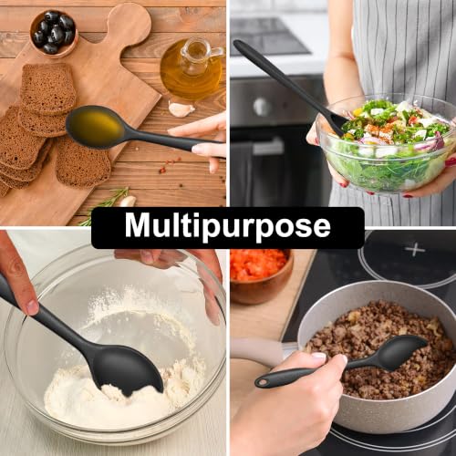 Silicone Cooking Spoon Set of 2 (Black)