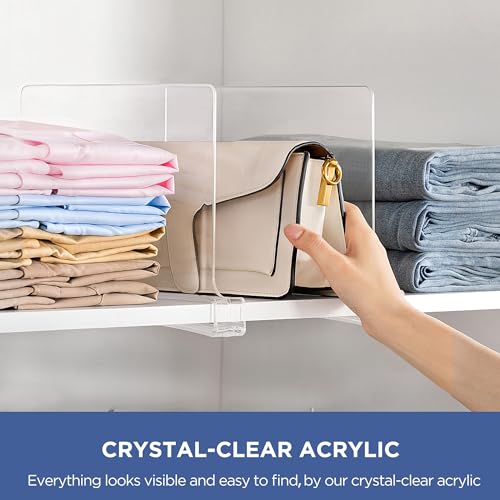 10 Pack 12 Inches [Extra Tall Version] Clear Shelf Dividers for Organization (Clear (12 Inches, Extra Tall Version) / 10 Pcs)