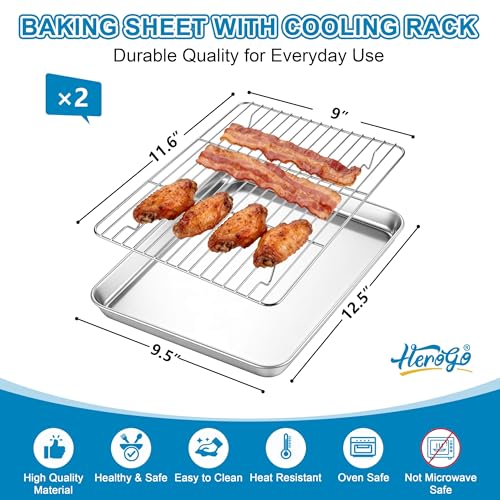 Stainless Steel Quarter Sheet with Wire Rack Set (12.5 x 10 x 1 inch)