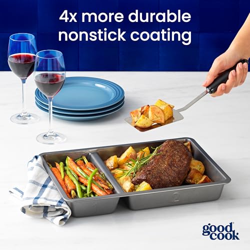 Premium Nonstick divided Baking Pan (9 x 13-Inch / Gray)