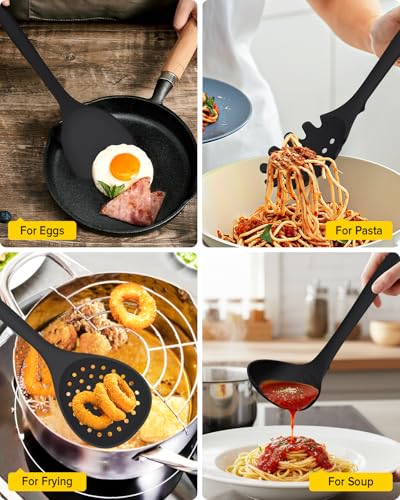 Silicone Cooking Utensils Set (Black)