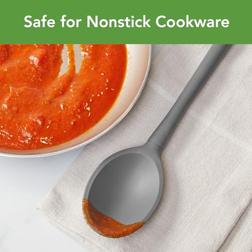 Flex Core Silicone Deep Spoon for Cooking Mixing Baking Serving (Charcoal / Solid Deep Spoon)