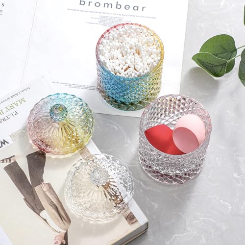 2 Pack Qtip Holder Apothecary Jars with Lid (10 oz (2 pack) / Rainbow)