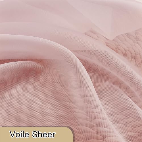 Blush Pink Sheer Curtains 63 Inch Length 2 Panels (Blush Pink / 40"W x 63"L (Pack of 2))