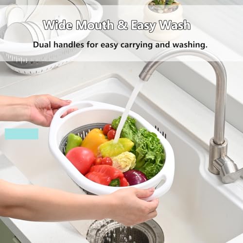 2 Pack Collapsible Silicone Colander Strainer (4L+4L / Green and Pink)