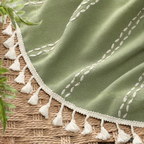 Olive Green 100% Boho Blackout Curtains 84 Inch 2 Panels (Olive Green / 52"W x 84"L (Pack of 2))