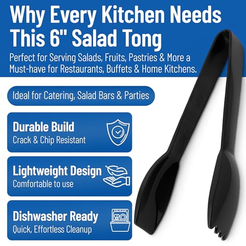 Carly Salad Tong (6" Salad Tong / 12 Pack / Black)