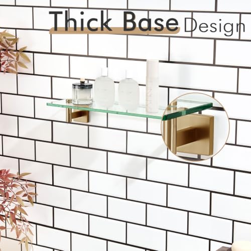 Wall Shelves Bathroom Hardware Glass Floating Shelf 20 (Champagne Bronze / 20-Inch)