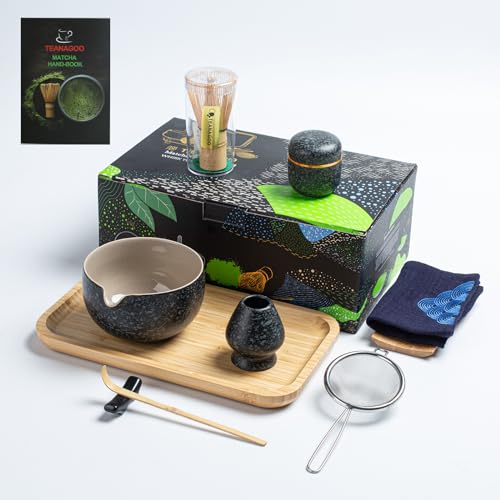 Matcha Whisk Set (Charcoal Black 3 / 10 pcs/set, Complete Set with Tray)