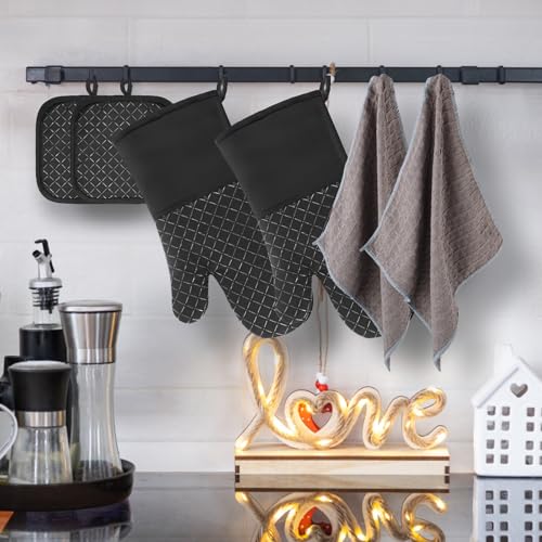 Oven Mitts and Pot Holders Kitchen Oven Glove (Black)