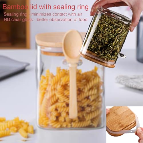 Sugar Bowls Sugar Container 25.36 FL OZ Glass Coffee Canister Airtight Food Storage Jar with Lid and Spoon Candy Jar Coffee Bar Accessories Storage Beans Powder (Square)