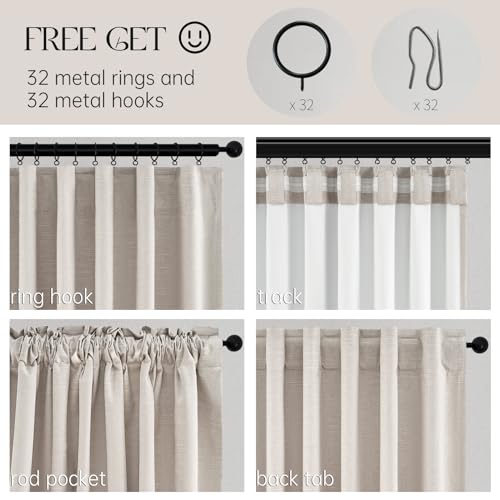 Linen Beige Blackout Curtains 84 Inch Long 2 Panels (Oatmeal / 52"W x 84"L (Pack of 2))