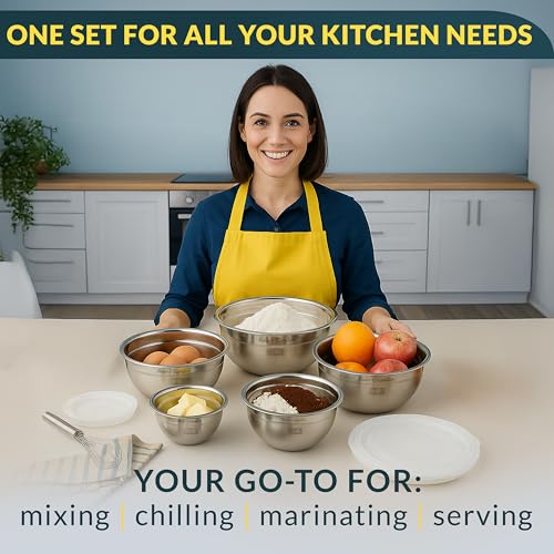 Stainless Steel Mixing Bowls with Lids Set of 5 (Set of 5)