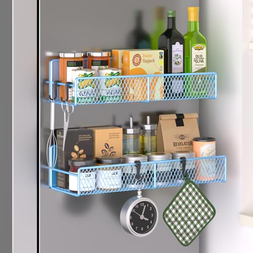 Magnetic Spice Rack for Refrigerator (Blue / 2 Pack)