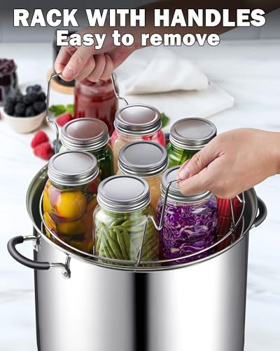 Stainless Steel Water Bath Canning Pot with rack and Lid (20 Quarts)