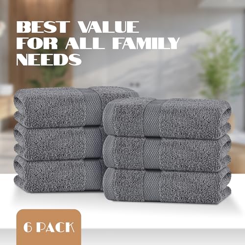 Wealuxe Gray Hand Towels 16x27 Inch (Gray / Hand Towels 6-Pack)