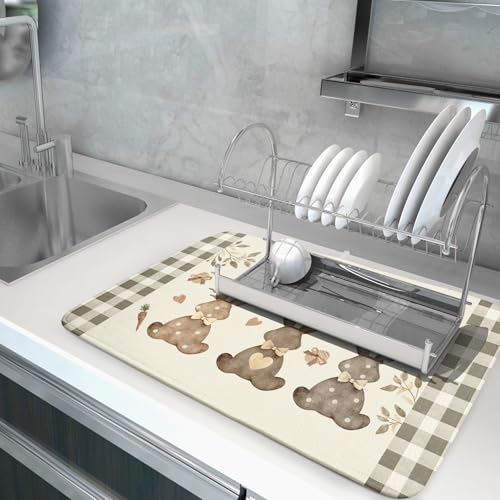 Happy Easter Dish Drying Mat for Countertop (24" x 18")