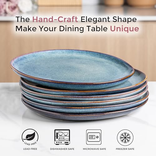 Ceramic Dinner Plates Set of 6 (Ceylon Blue / 10.5 Inch)