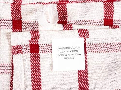 Assorted Flat Kitchen Towels (Red / 18 x 28 - 10 Pack)