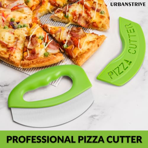 Pizza Cutter with Blade Cover Stainless Steel Upgrade Sharper Blade Green 2 (Green)