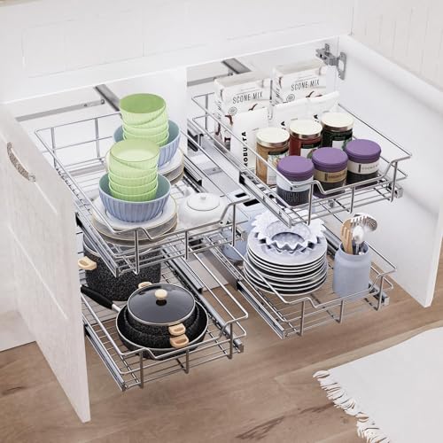 Pull Out Cabinet Organizer 9" W X 17" D (1 Tier - Chrome-Plated / 9" W X 17" D)