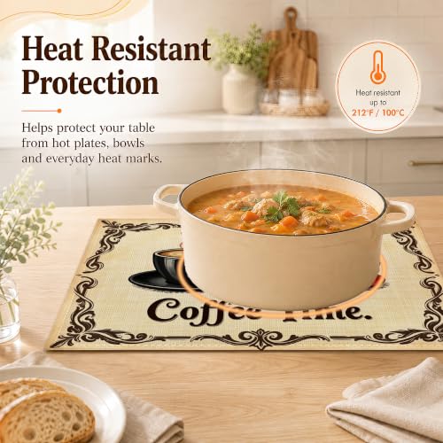 Washable Placemats Set of 6 (Coffee Bar Decor)