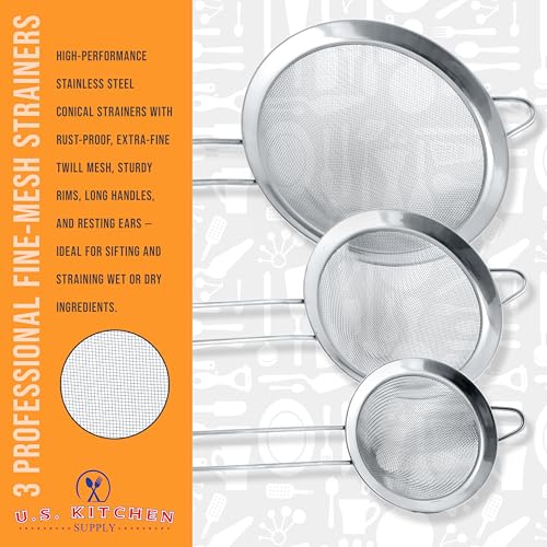 Set of 3 Stainless Steel Conical Strainers