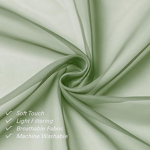 Sage Green Sheer Curtains 18 Inch Length 2 Pcs (Sage Green / 42"W x 18"L (Pack of 2))