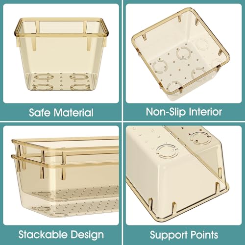 25 PCS Plastic Drawer Organizer Set (Clear Champagne)