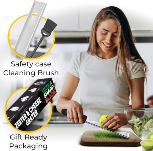 Stainless Steel Cheese Grater & Lemon Zester w (Black)