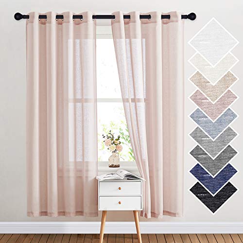 Flax Natural Blend Semi Sheer Curtains 72" L for Nursery (52"W x 72"L (Pack of 2) / Dusty Blush)