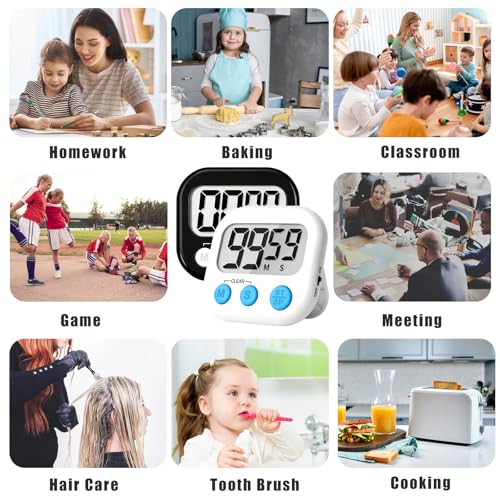 Classroom Timer for Kids Teachers 2 Pack Digital Timers Black White (Black & White)