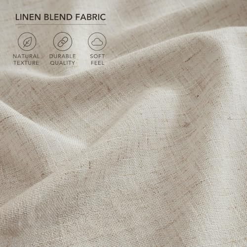 Pinch Pleated 100% Blackout Linen Curtains for Living Room 84 Inch (Beige/Linen 100% Blackout / 40"W x 84"L (Pack of 2))