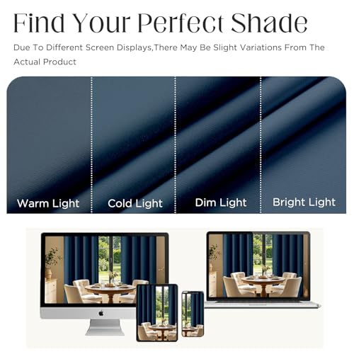 Navy Blue Blackout Curtains 84 inch Length 2 Panels Set (Navy Blue / 52"W x 84"L (Pack of 2))