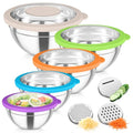 Mixing Bowls Stainless Steel Salad Serving Bowl with Clear Lids (Multicolor)