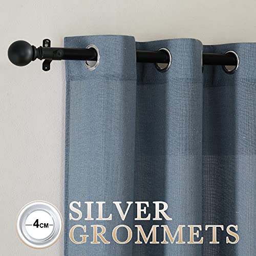 Linen Blend Stone Blue Curtains for Living Room (52"W x 84"L (Pack of 2) / Linen Stone Blue)