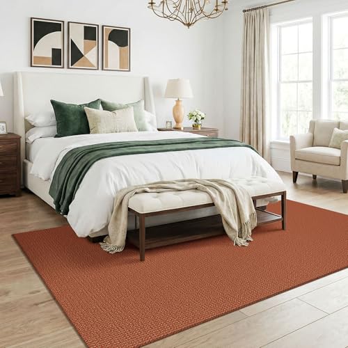 Orange Washable 5x7 Living Room Rug (Burnt Orange/Tan / 5' x 7' (Rectangular))
