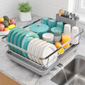 Dish Drying Rack (Silver / 15.6"D x 12"W x 5"H)