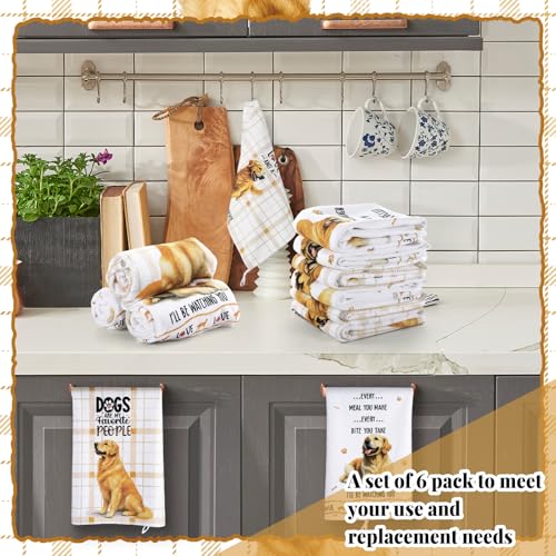 6 Pcs Golden Retriever Kitchen Towels Funny Dish Towel Gifts (Golden Retriever)