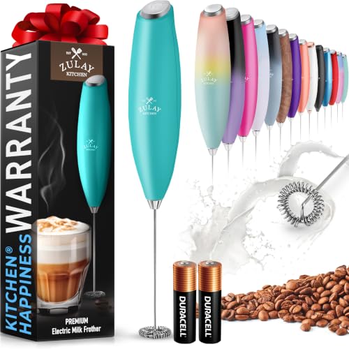 Zulay Powerful Milk Frother for Coffee with Upgraded Titanium Motor (Pacific Aqua / OG Frother)