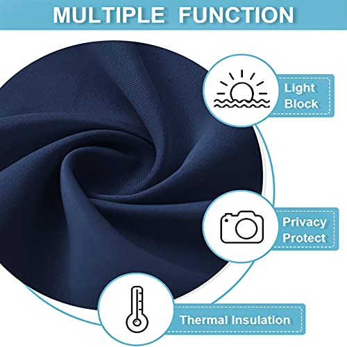 Short Navy Blue Blackout Curtains for Small Bedroom Kitchen Window (Navy Blue / 42"W x 36"L (Pack of 2))