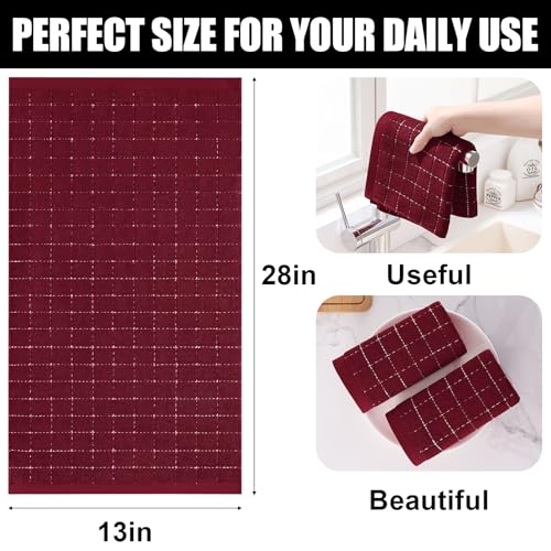 100% Cotton Terry Kitchen Towels (Burgundy Red / 13 X 28 - 6 Pack)