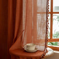 Semi Sheer Short Macrame Curtains for Window Treatment (Z-terracotta / 50"W x 63"L (Pack of 2))