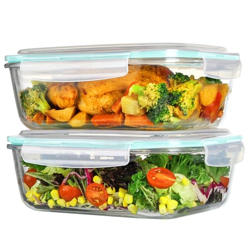 2Pack 2260ml 76.4oz Extra Large Glass Storage Containers (Green / 76.4oz)