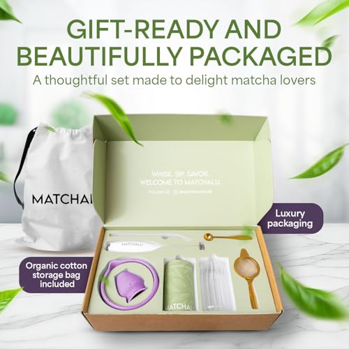 Matcha Whisk Set With Ceramic Matcha Bowl (Purple)